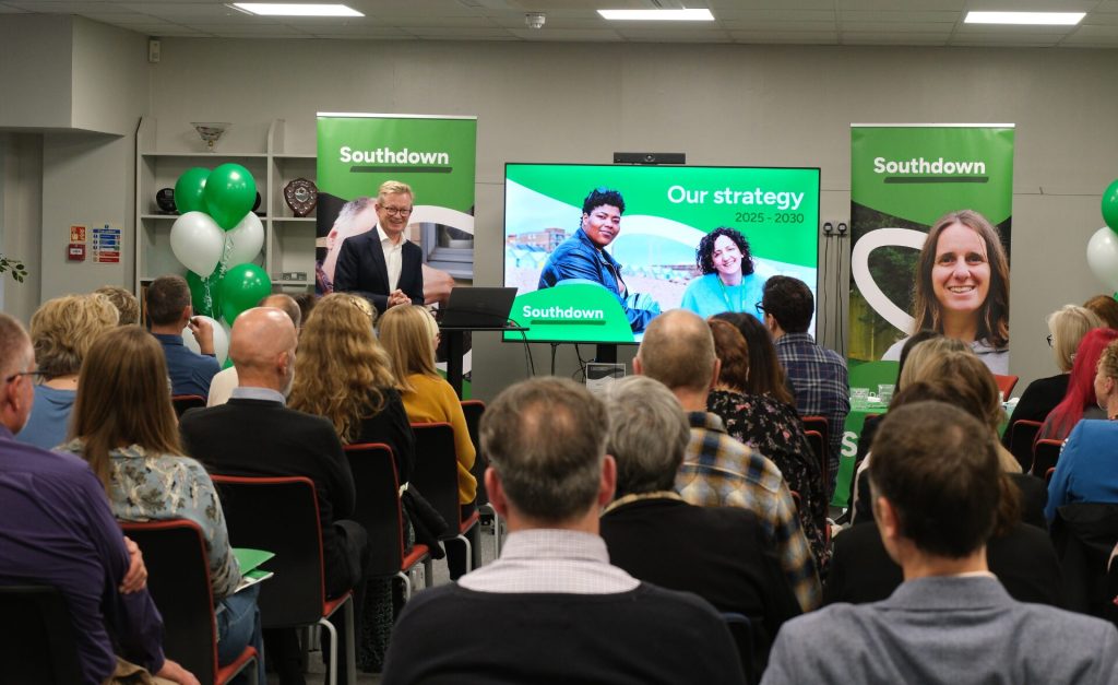 Southdown Chief Executive presenting the new Strategy 2025–2030 at the launch event in Lewes