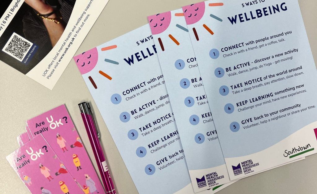 Promotional materials from the UOK event for Mental Health Awareness Week