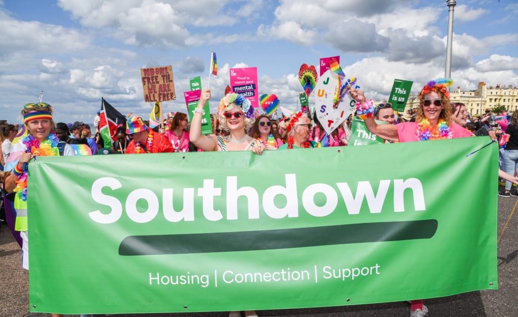 Southdown team marching in Brighton Pride Parade